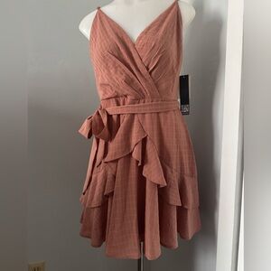 Trixxi Terracotta Wrap Mini Dress